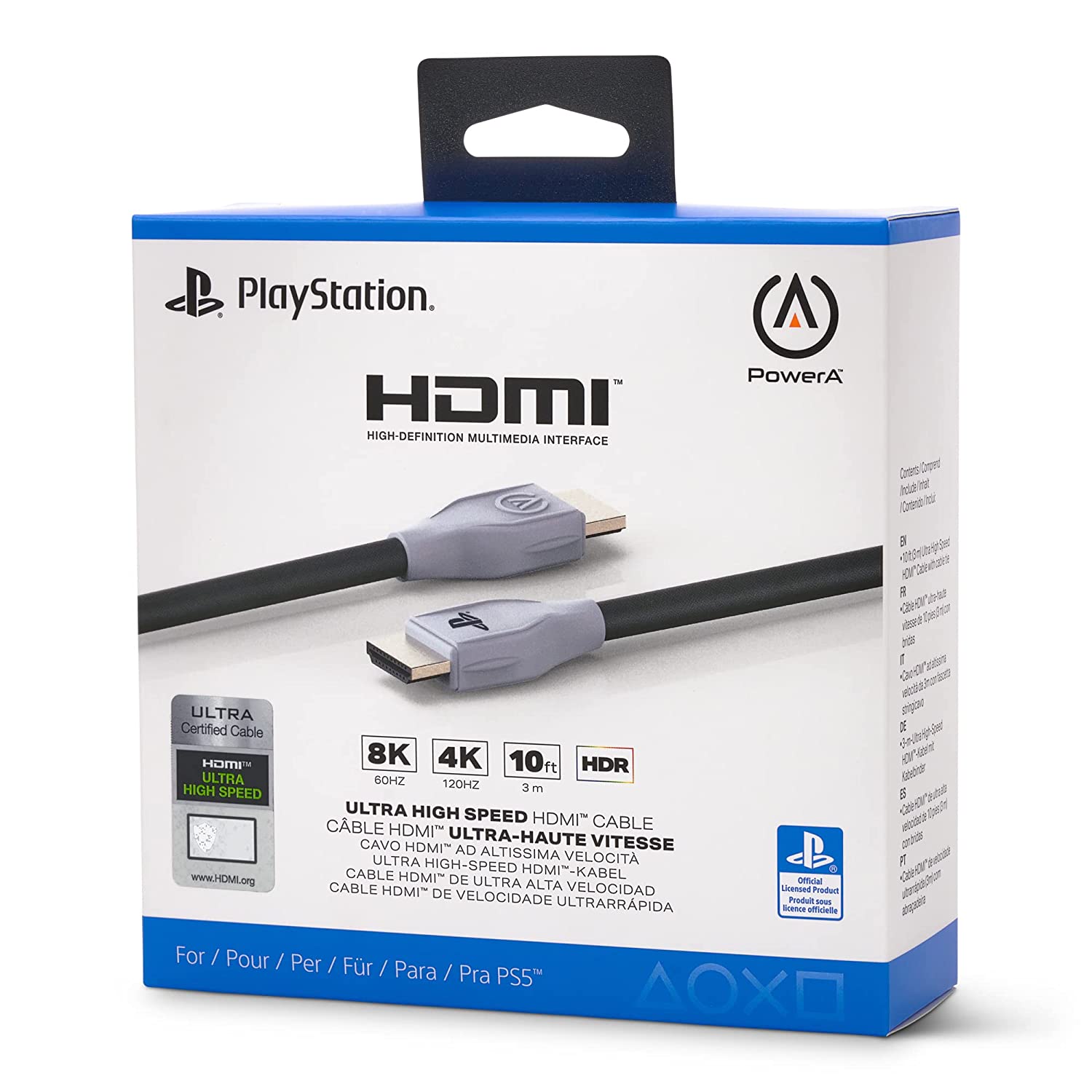 PowerA Ultra High Speed HDMI Cable for Playstation 5, Cable, HDMI 2.1, PS5, Officially Licensed PowerA Ultra High Speed HDMI Cable for Playstation 5, Cable, HDMI 2.1, PS5, Officially Licensed